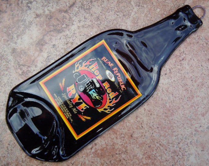 Free shipping Bear Republic Hot Rod Tye Ale Beer Slumped Melted Flattened Wine Bottle  Spoon Rest Glass Plate Eco Gift Inactive