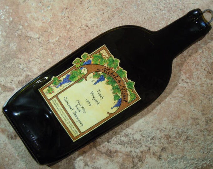 FREE SHIPPING Napa Valley 1999 Nickel & Nickel Cabernet Sauvignon Slump Melted Flat Wine Bottle Cheese Tray Spoon Rest Glass Eco Gift