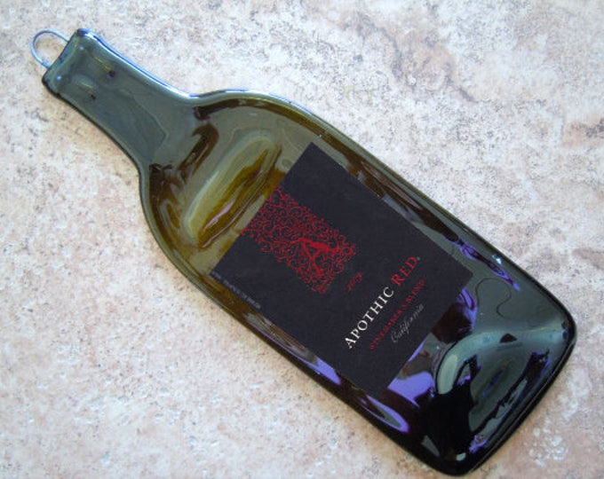 FREE SHIPPING Apothic Red Melted Slump Melted Flat Wine Bottle Cheese Tray Spoon Rest Glass Eco Gift