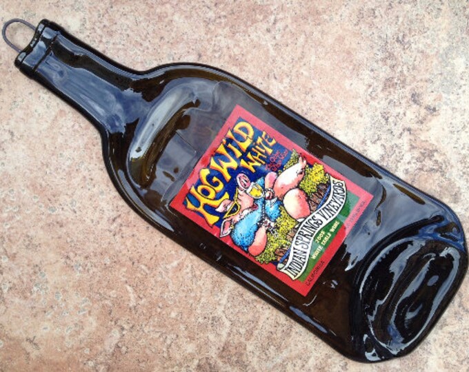 Free Shipping Hog Wild Indian Springs White Wine Slumped Melted Flattened Flat Bottle Tray Spoon Rest Glass Plate Gift