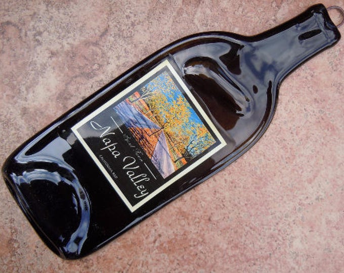 Free Shipping Napa Valley Art Watercolor Autumn Vineyard Road Wine Slumped Melted Flattened Flat Bottle Tray Spoon Rest Glass Plate Gift