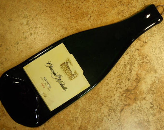 Free shipping Chateau Ste Michelle Riesling Slumped Flat Bottle Cheese Tray Spoon Rest Glass Plate Eco Gift