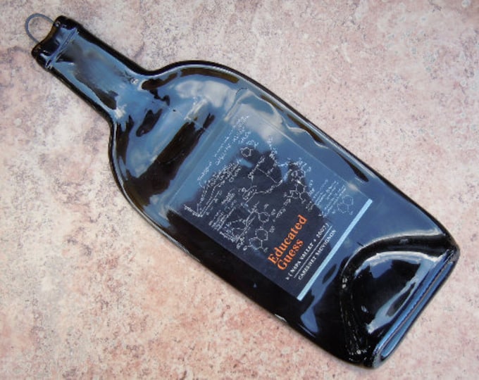FREE SHIPPING Educated Guess Cabernet Napa Slump Melted Flat Wine Bottle Cheese Tray Spoon Rest Glass Eco Gift