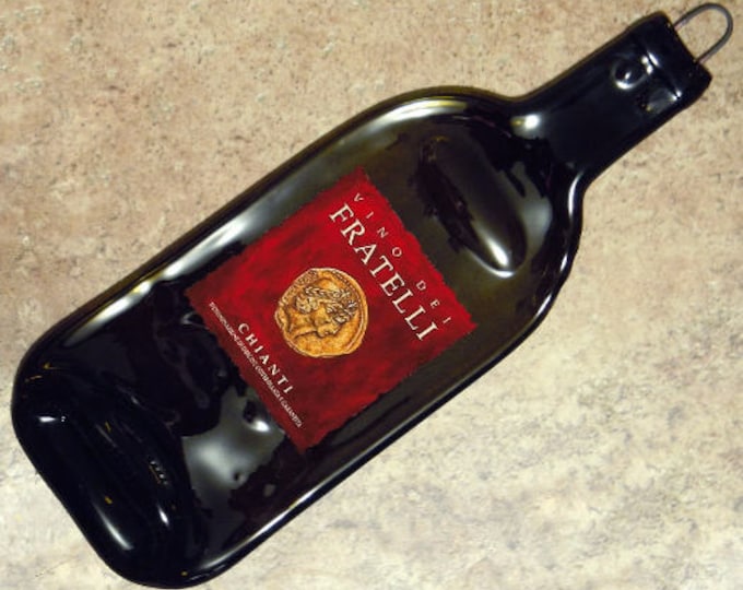 Free Shipping Fratelli Chianti Italian Slumped Melted Flattened Flat Wine Bottle Tray Spoon Rest Glass Plate Gift