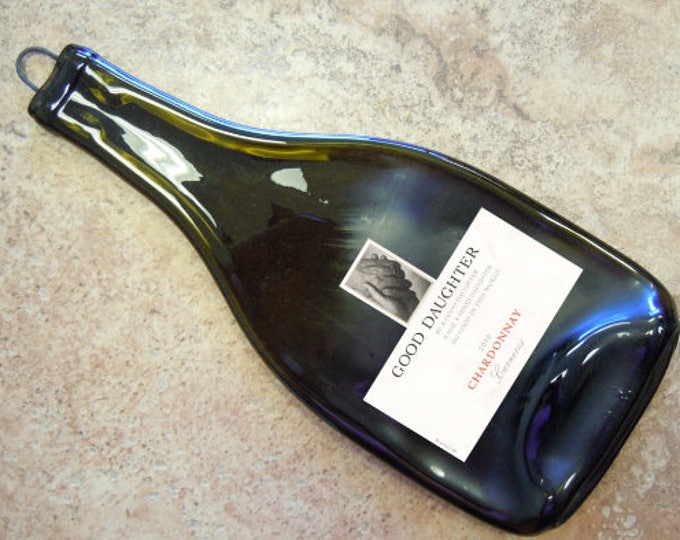 Free Shipping Good Daughter Chardonnay Wine Slumped Melted Flattened Flat Bottle Cheese Tray Spoon Rest Glass Plate Gift