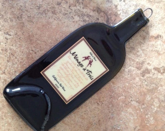 Free Shipping Menage a Trois Napa Red Wine Slumped Melted Flattened Flat Bottle Tray Spoon Rest Glass Plate Gift