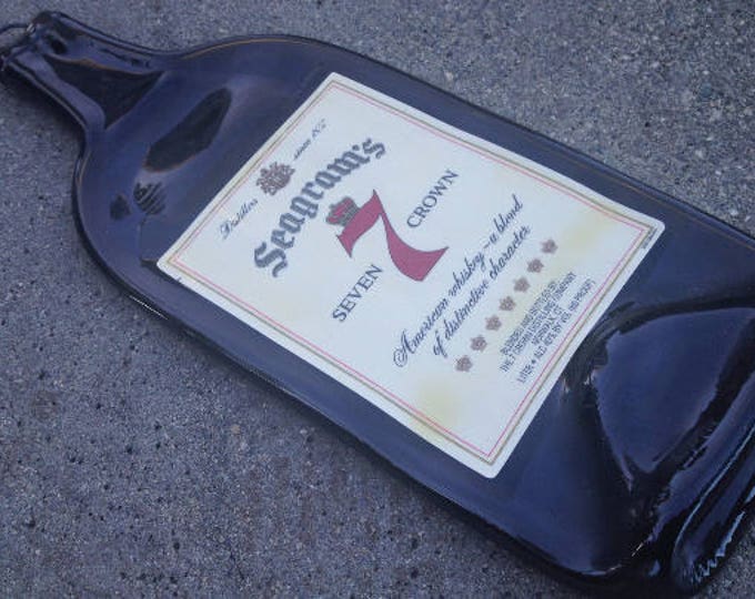 Free Shipping Seagrams 7 Whiskey Slumped Melted Flattened Flat Bottle Cheese Tray Spoon Rest Glass Plate Eco Gift