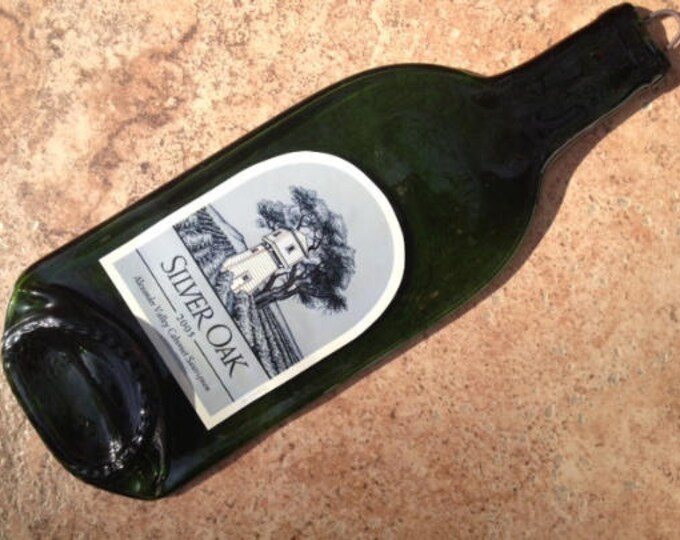 FREE SHIPPING Silver Oak Alexander Valley Cabernet 2005 Slump Melted Flat Wine Bottle Cheese Tray Spoon Rest Glass Eco Gift