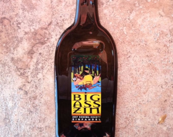 Free Shipping Big Ass Zin Zinfandel Wine Slumped Melted Flattened Flat Bottle Cheese Tray Spoon Rest Glass Plate Gift