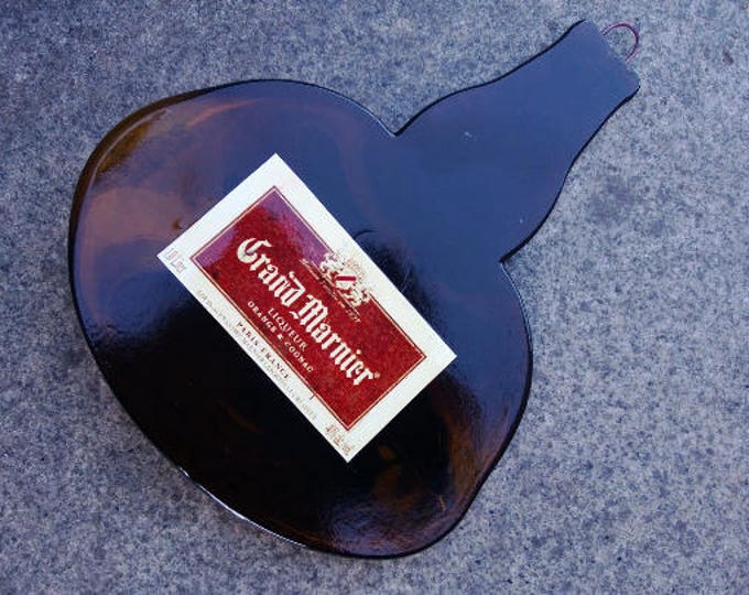 FREE SHIPPING Grand Marnier Liqueur Orange Cognac Slump  Flat Wine Bottle Cheese Tray Spoon Rest Glass Eco Gift