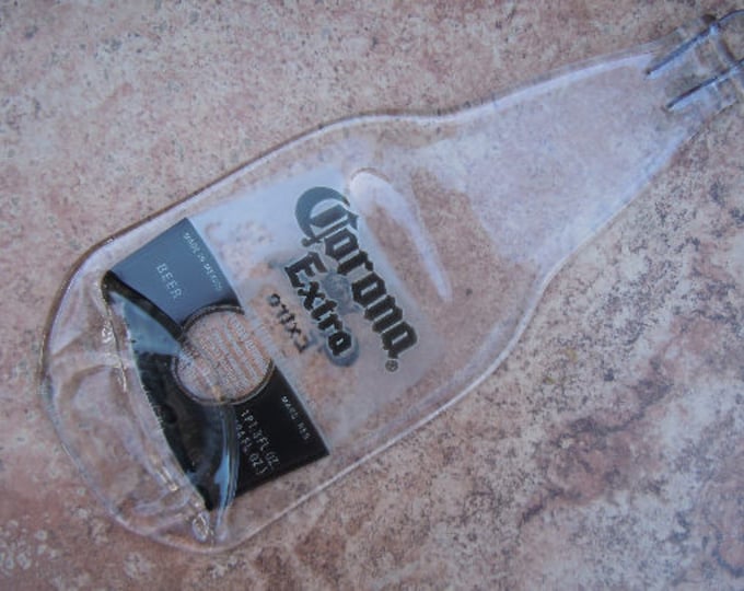 FREE SHIPPING Corona Cervesa Extra Mexican Beer Slump Melted Flat Wine Bottle Cheese Tray Spoon Rest Glass Eco Gift