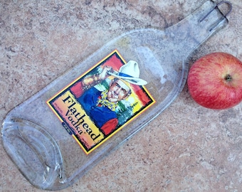 Free Shipping Flathead Vodka Melted Flattened Flat Bottle Tray Spoon Rest Glass Plate Gift