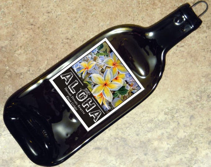 FREE SHIPPING Hawaii Aloha Art Edition Pinot Grigio Tropical Melted Flat Wine Bottle Spoon Rest Glass Plate Eco Gift