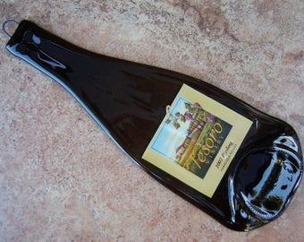 Free Shipping Temecula Tesoro 2007 Riesling Wine Slumped Melted Flattened Flat Wine Bottle Cheese Tray Spoon Rest Glass Plate Eco Gift