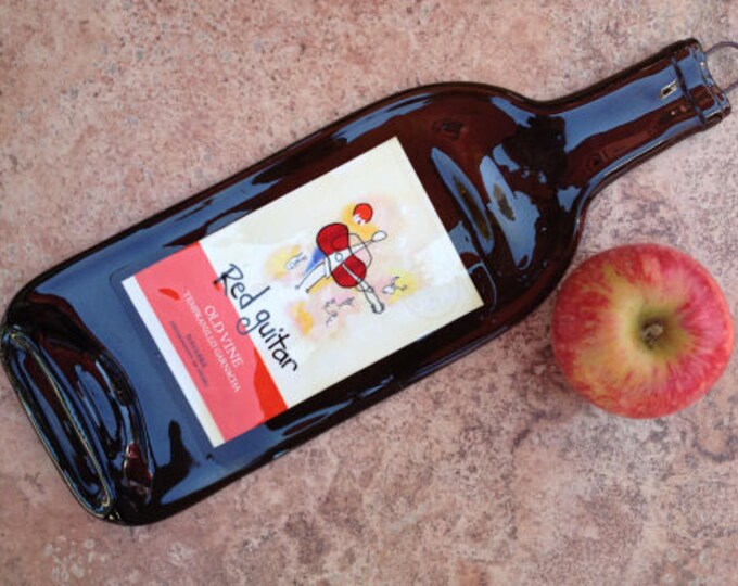Free Shipping Red Guitar Tempranillo Navara Slumped Melted Flat Wine Bottle Tray Spoon Rest Glass Plate Gift