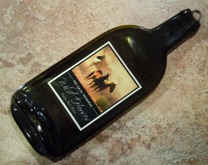 Free Shipping Wild Horses Art Edition Wine Slumped Melted Flattened Flat Bottle Cheese Tray Spoon Rest Glass Plate Gift