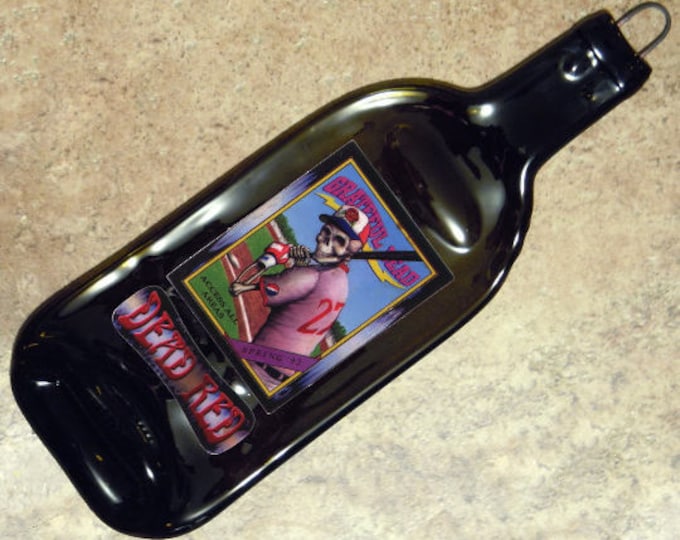 FREE SHIPPING Grateful Dead Red Baseball Wine 92 Slump Melted Flat Wine Bottle Cheese Tray Spoon Rest Glass Eco Gift