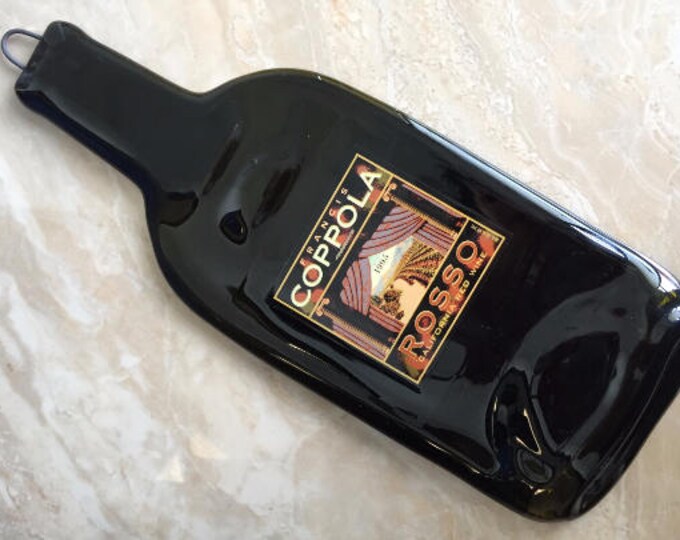 Free Shipping FRANCIS COPPOLA // Rosso Collection Wine Slumped Melted Flattened Flat Wine Bottle Cheese Tray Spoon Rest Glass Plate Eco Gift