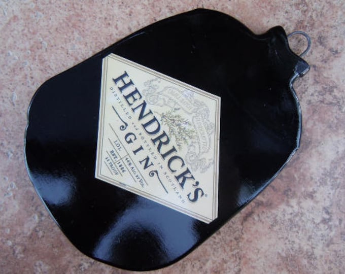 FREE SHIPPING Hendrick's Gin Rare Slumped Flattened bottle elegant cheese tray spoon rest glass plate eco gift