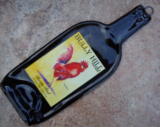 Free Shipping Bully Hils Vineyards Baunty Red Rooster New York  Slumped Melted Flattened Flat Wine Bottle Tray Spoon Rest Glass Plate Gift