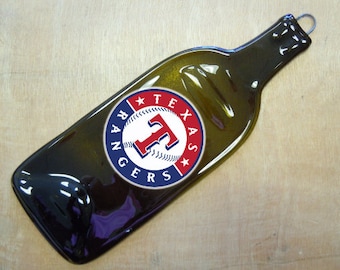 Free Shipping Texas Rangers MLB Sport Slumped Melted Flattened Flat Bottle Tray Spoon Rest Glass Plate Gift