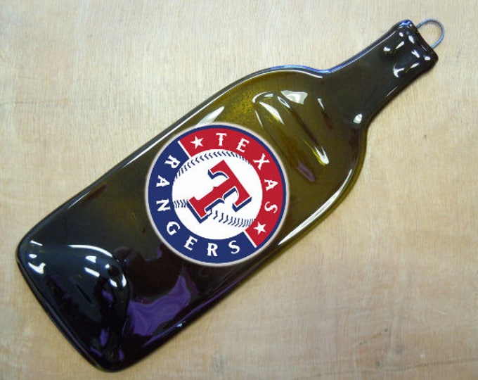 Free Shipping Texas Rangers MLB Sport Slumped Melted Flattened Flat Bottle Tray Spoon Rest Glass Plate Gift