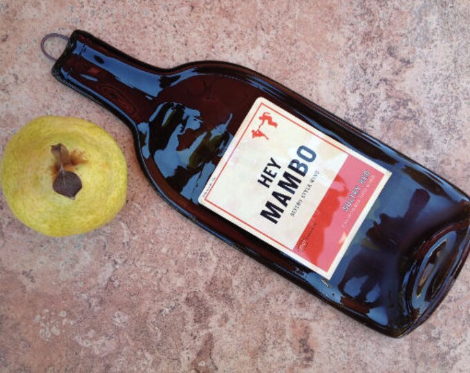 Free Shipping Hey Mambo Sultry Red Slumped Melted Flat Wine Bottle Tray Spoon Rest Glass Plate Gift