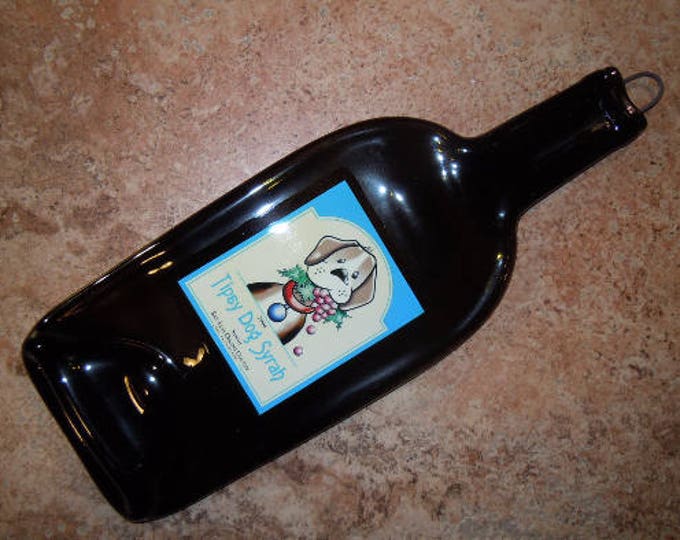 Free shipping Tipsy Dog K9 San Luis Obispo Syrah Wine Slumped Melted  Flat Wine Bottle Cheese Tray Spoon Rest Glass Plate Eco Gift