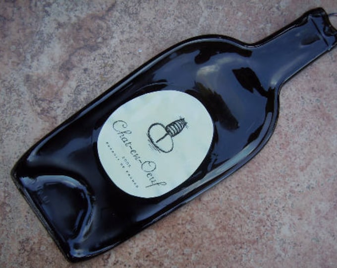 Free Shipping Chat-eu-Oeuf French Cat Wine Slumped Melted Flattened Flat Bottle Tray Spoon Rest Glass Plate Gift