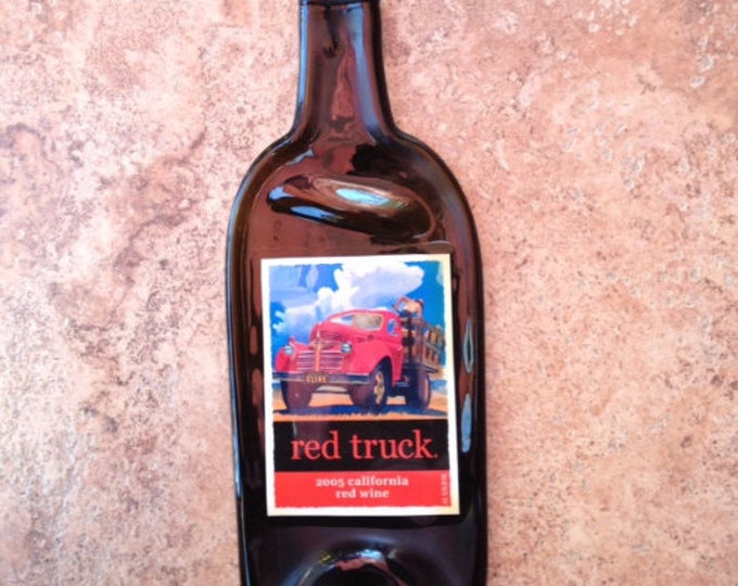 Cline Red Truck Sonoma Valley California 2005 Red Wine Slumped Melted Flattened Flat Bottle Cheese Tray Spoon Rest Glass Plate Gift