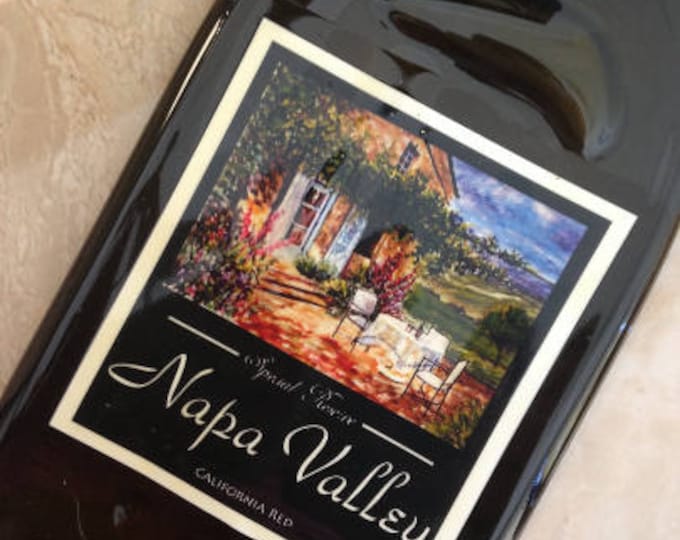 FREE SHIPPING Napa Valley Slumped Melted Flattened Wine Bottle Cheese Tray Spoon Rest Eco Gift