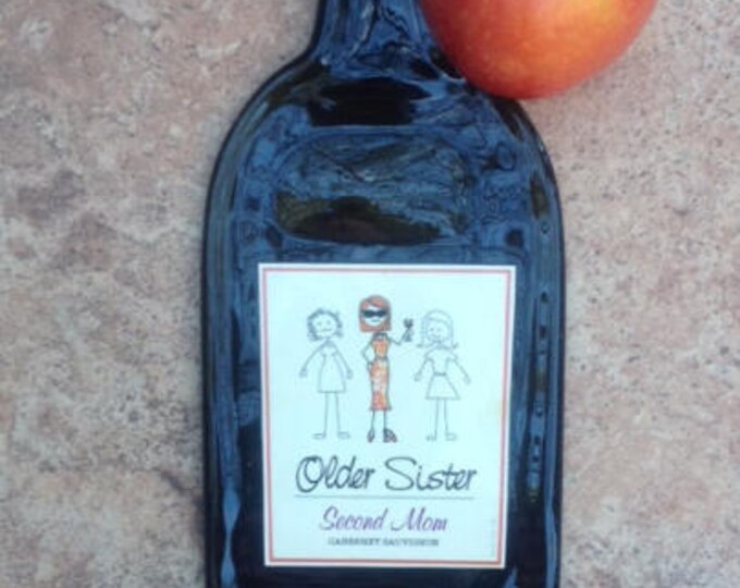 FREE SHIPPING Older Sister Second Mom California Wine Slump Melted Flattened Flat Wine Bottle Cheese Tray Spoon Rest Glass Eco Gift