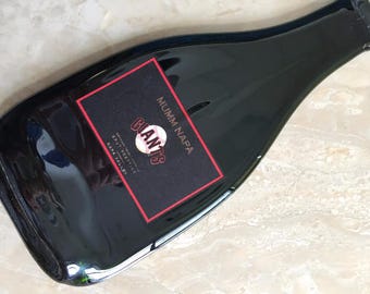 FREE SHIPPING Mumm Napa GIANTS // Champagne Slumped Melted Flattened Flat Wine Bottle Cheese Tray Spoon Rest Glass Plate Eco Gift