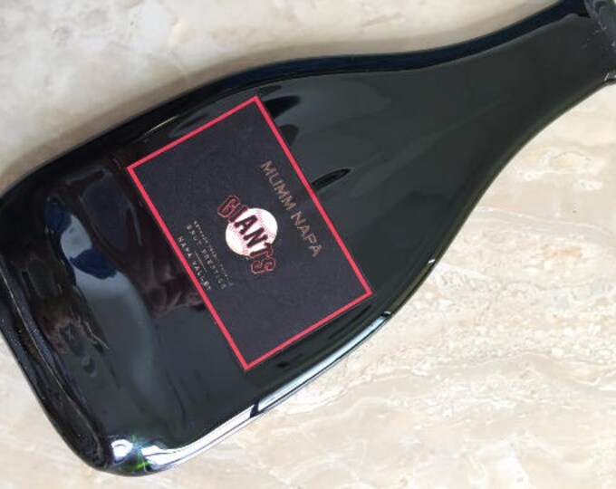 FREE SHIPPING Mumm Napa GIANTS // Champagne Slumped Melted Flattened Flat Wine Bottle Cheese Tray Spoon Rest Glass Plate Eco Gift