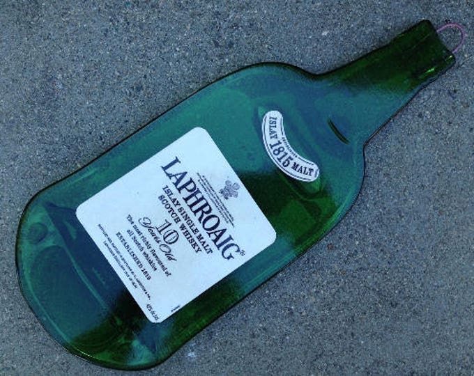Free Shipping Laphroaig 10 Scotch Whisky Whiskey Slumped Melted Flattened Flat Bottle Tray Spoon Rest Glass Plate Gift