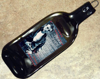 FREE SHIPPING Hollywood James Dean Celebrity Slump  Flat Wine Bottle Cheese Tray Spoon Rest Glass Eco Gift