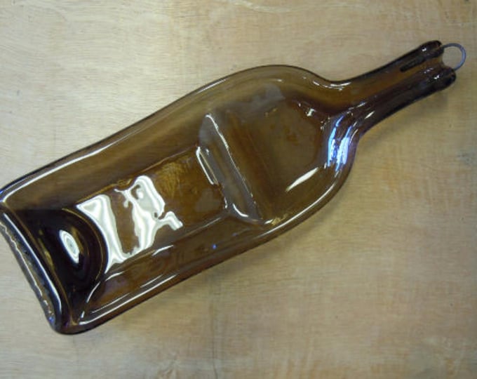 Free Shipping Plain Smoke Light Brown Plate Salsa Bowl Slumped Melted Flattened Flat Wine Bottle Cheese Tray Spoon Rest Glass Plate Eco Gift