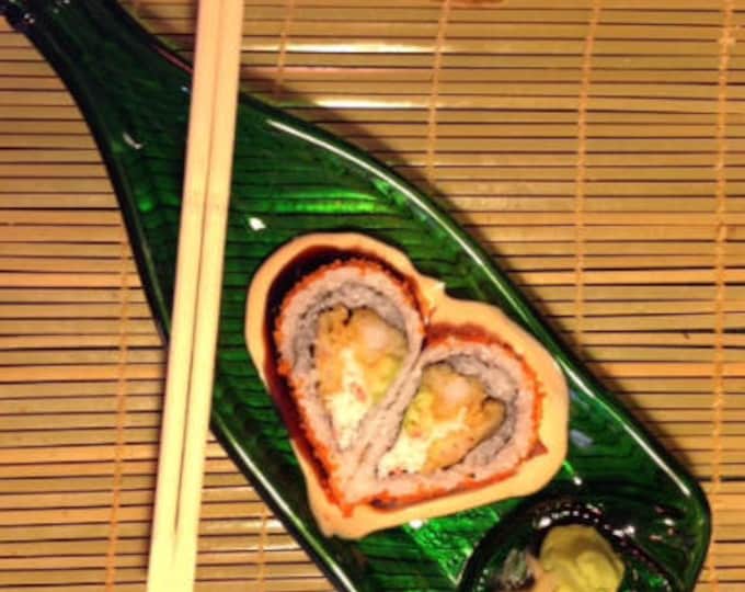 Free Shipping Plate Tray for food Slumped Melted Flattened Flat Wine Bottle Cheese, Sushi, appetizer Tray Spoon Rest Glass Plate Eco Gift