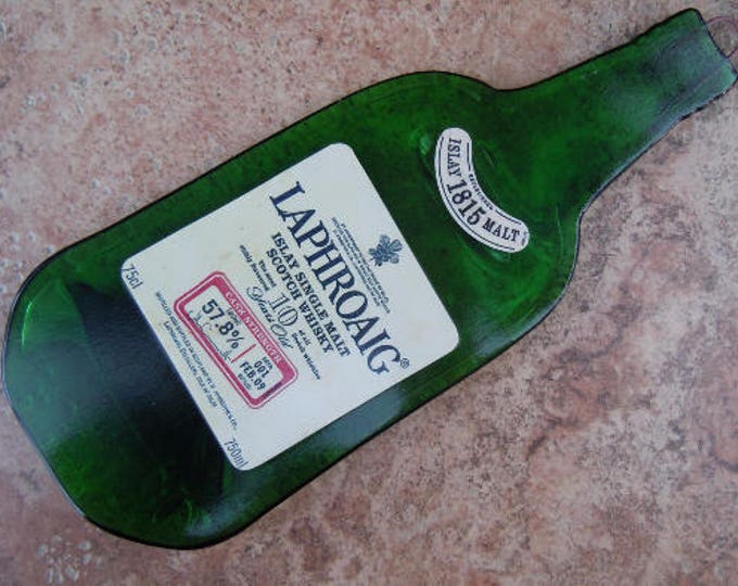 Free Shipping Laphroaig 10 Scotch Cask Whisky Whiskey Slumped Melted Flattened Flat Bottle Tray Spoon Rest Glass Plate Gift