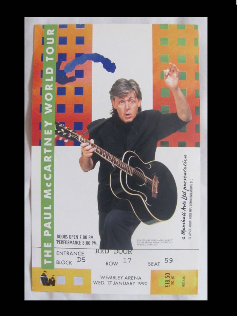 Paul 1990 World Tour Wembley Arena UK Original Concert Ticket Beatles McCartney