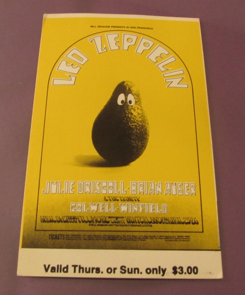 Led Zeppelin Fillmore West Unused Concert Ticket BG 170 SUNDAY