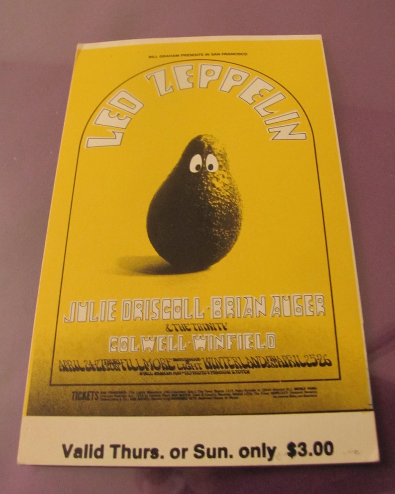Led Zeppelin Fillmore West Unused Concert Ticket BG 170 SUNDAY