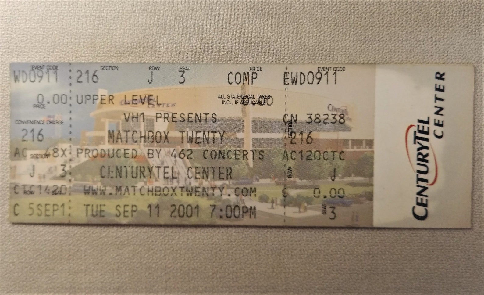 MATCHBOX 20 Mad Season 2001 Tour Complete Concert Ticket