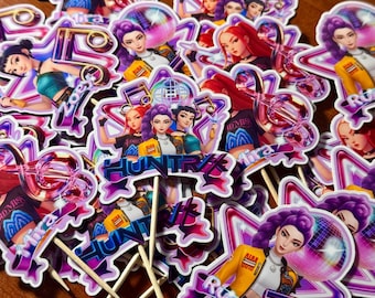 KPop  Demon Hunters Cupcake Toppers | Set of 12 Toppers | Removable stick option!