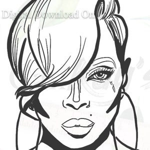 Mary J Blige inspirée par gorgée et peinture sur toile | Sirotez et peignez le contour Png | Fête de la peinture | Pré | Peinture pour adultes | png | Toile avec contour | Pochoir
