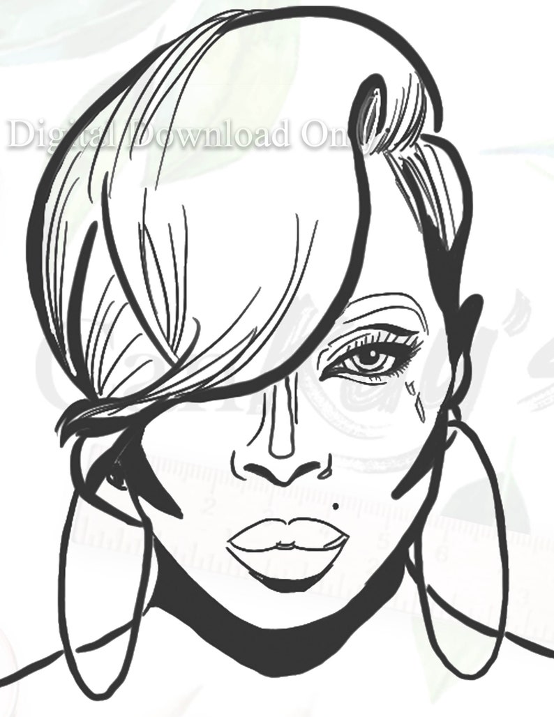 Mary J Blige Inspired Sip and Paint Canvas Sip and Paint Outline Png