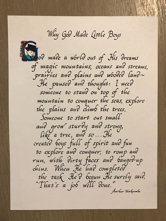 Why God mad little Boys Childhood Print Personalized Name Poem Why God mad little Boys Childhood Print Personalized Name Poem