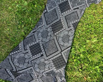 Vintage 90s Paisley Midi Dress, Asymmetrical Hem, Size S/M