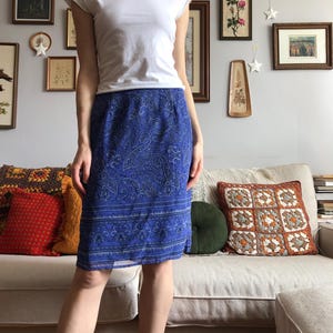Vintage 1990s/Y2K Blue Midi Skirt, Size Small