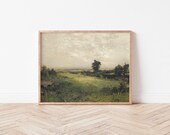 Homestead, Printable Art, Vintage Oil Painting, Antique Watercolor Painting, Landscape Print, Farmhouse Decor